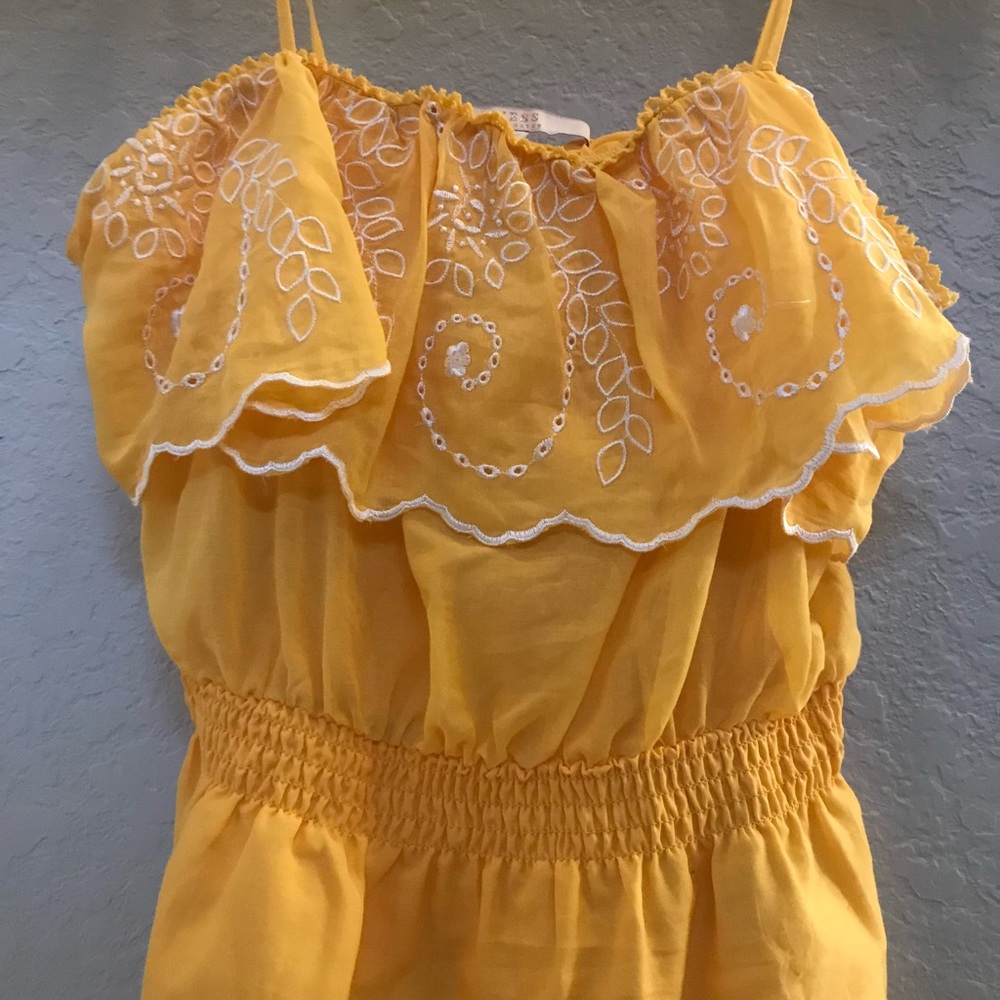 Guess Yellow Ruffle Top